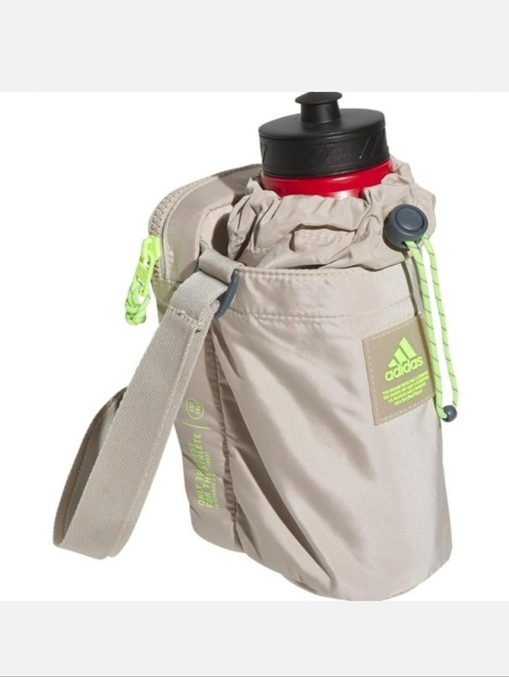 Adidas Crossbody water bottle carrier Khaki Beige 3.75"L x 5"W x 7.75"H NWT